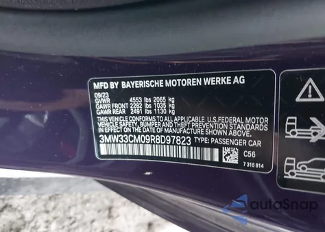 2024 BMW 230I xDrive z USA, uszkodzony, nr VIN 3MW33CM09R8D97823
